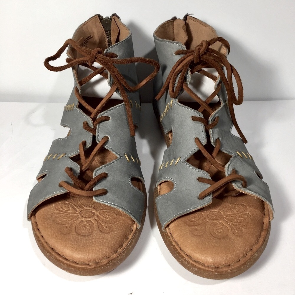 Born sandals bluish gray leather lace up 8 - Picture 2 of 9